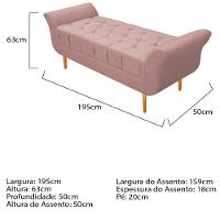 Cabeceira Lady e Recamier Ari 195Cm King Size Suede Rosê - 5
