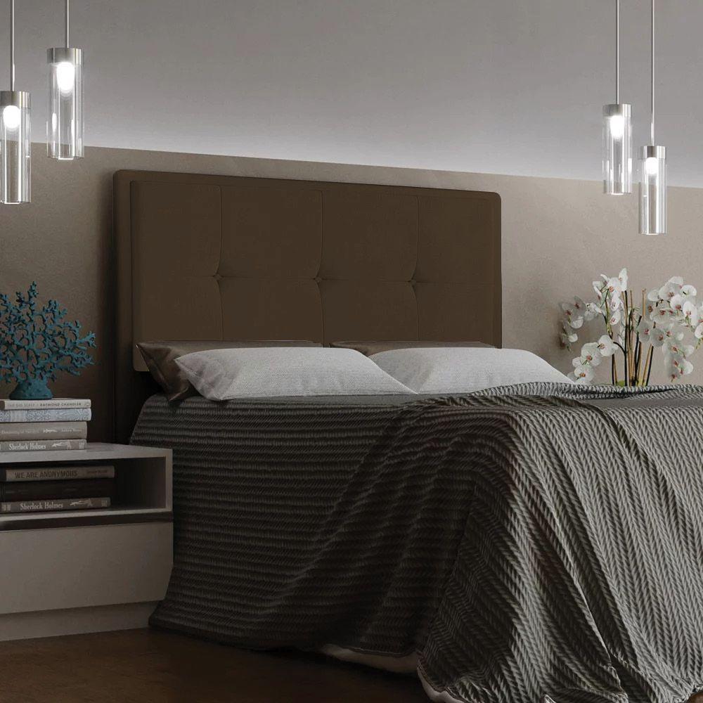 Cabeceira Ametista Cama Box Casal 140cm Suede Marrom - 3