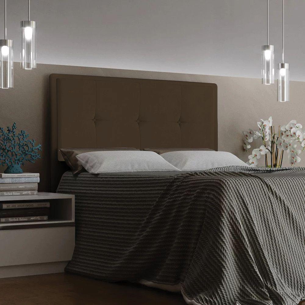 Cabeceira Ametista Cama Box King 195cm Suede Marrom - 4