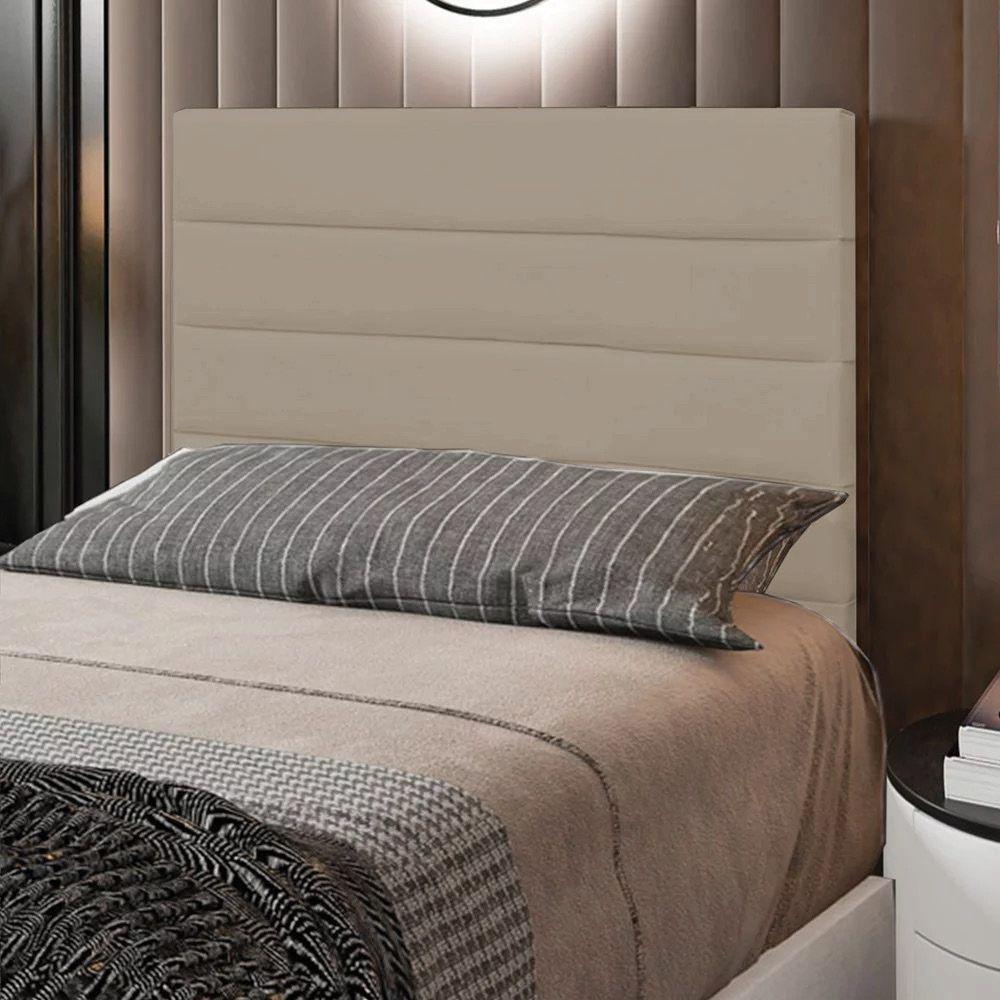 Cabeceira Rubi Cama Box Solteiro 90cm Suede Bege - 3
