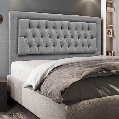 Cabeceira Turquesa Cama Box King 195cm Linho Cinza