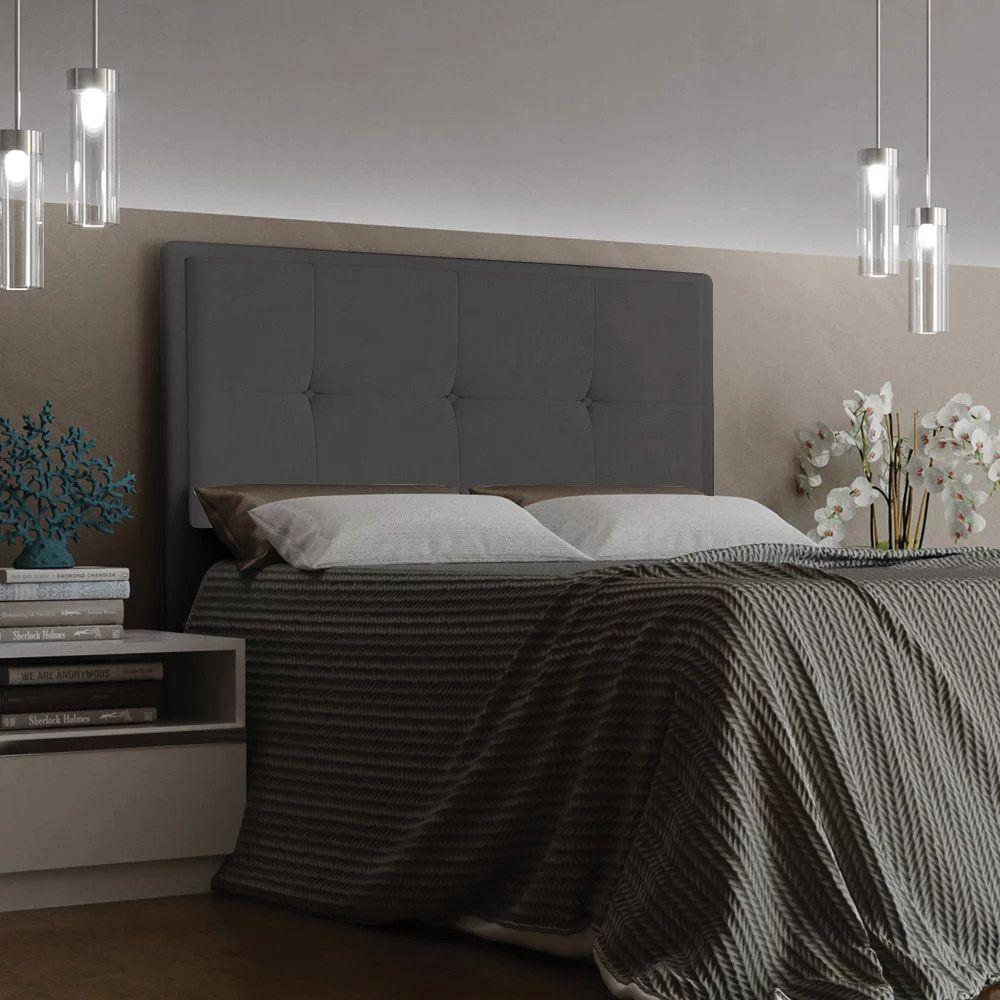 Cabeceira Ametista Cama Box King 195cm Suede Grafite - 4