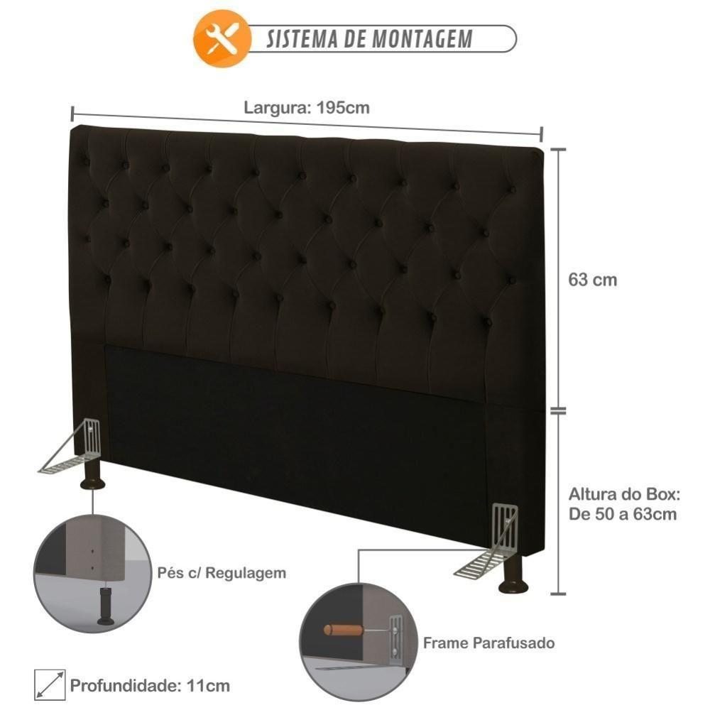 Cabeceira Cama Box Casal King 195Cm Cristal Suede Chocolate - 2