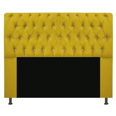 Cabeceira Com Strass 195Cm Queen Size Suede Amarelo