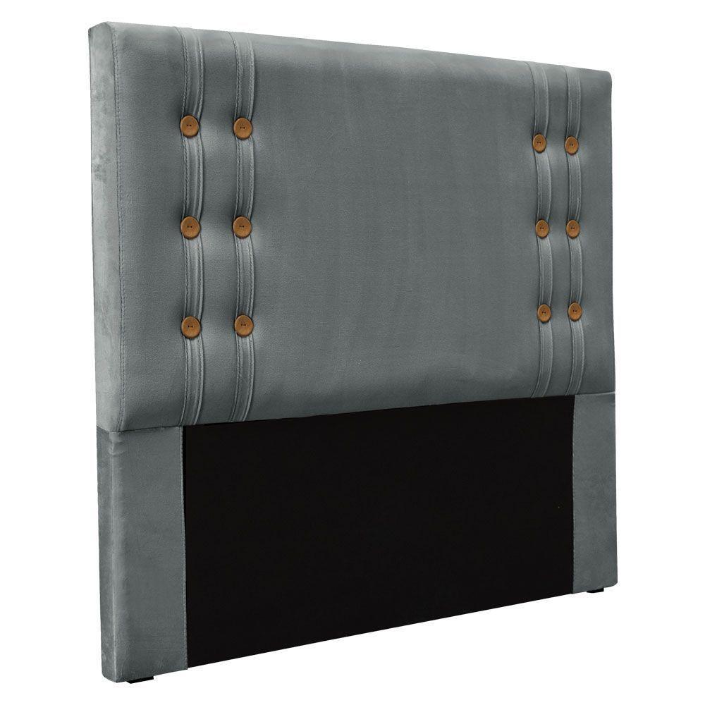 Cabeceira King 1,95m Genova Veludo Cinza Chumbo Pallazio - 1