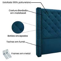 Cabeceira Solteiro 0,90m Vicenza Veludo Azul Marinho - 3