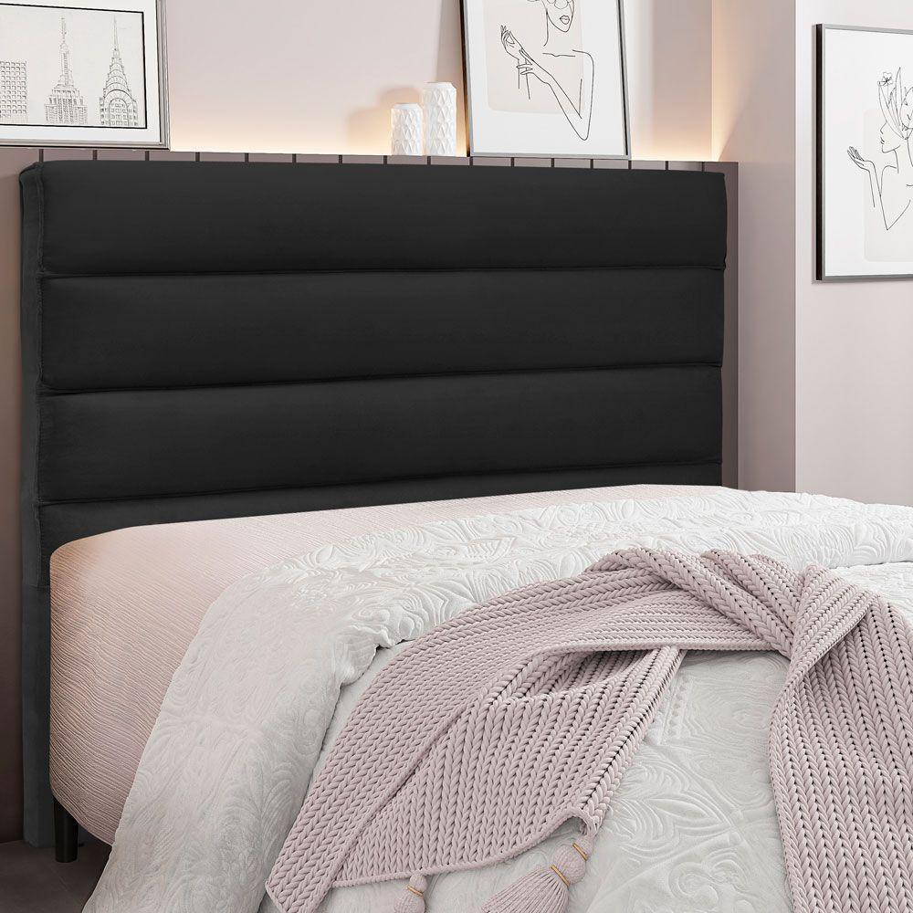 Cabeceira Solteiro 0,90m La Italiana Veludo Preto - Pallazio - 4