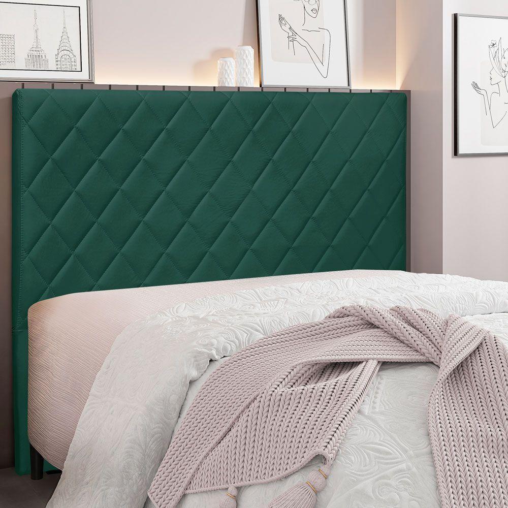 Cabeceira Queen 1,60m Esmeralda Veludo Verde Floresta - Pallazio - 4