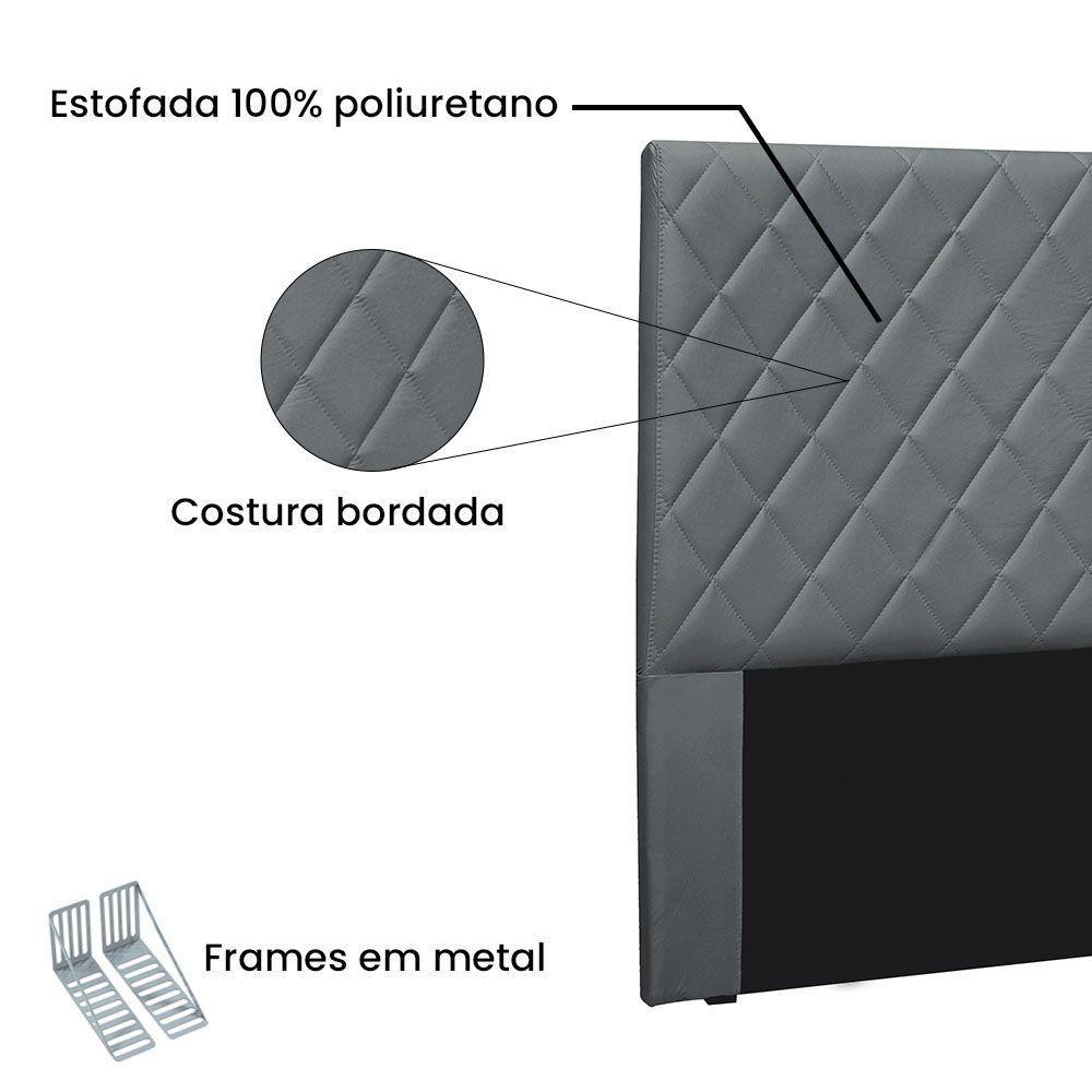 Cabeceira Casal 1,40m Esmeralda Veludo - Pallazio Cinza Chumbo - 3