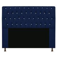 Cabeceira Com Strass 195Cm Queen Size Suede Azul Marinho - 1