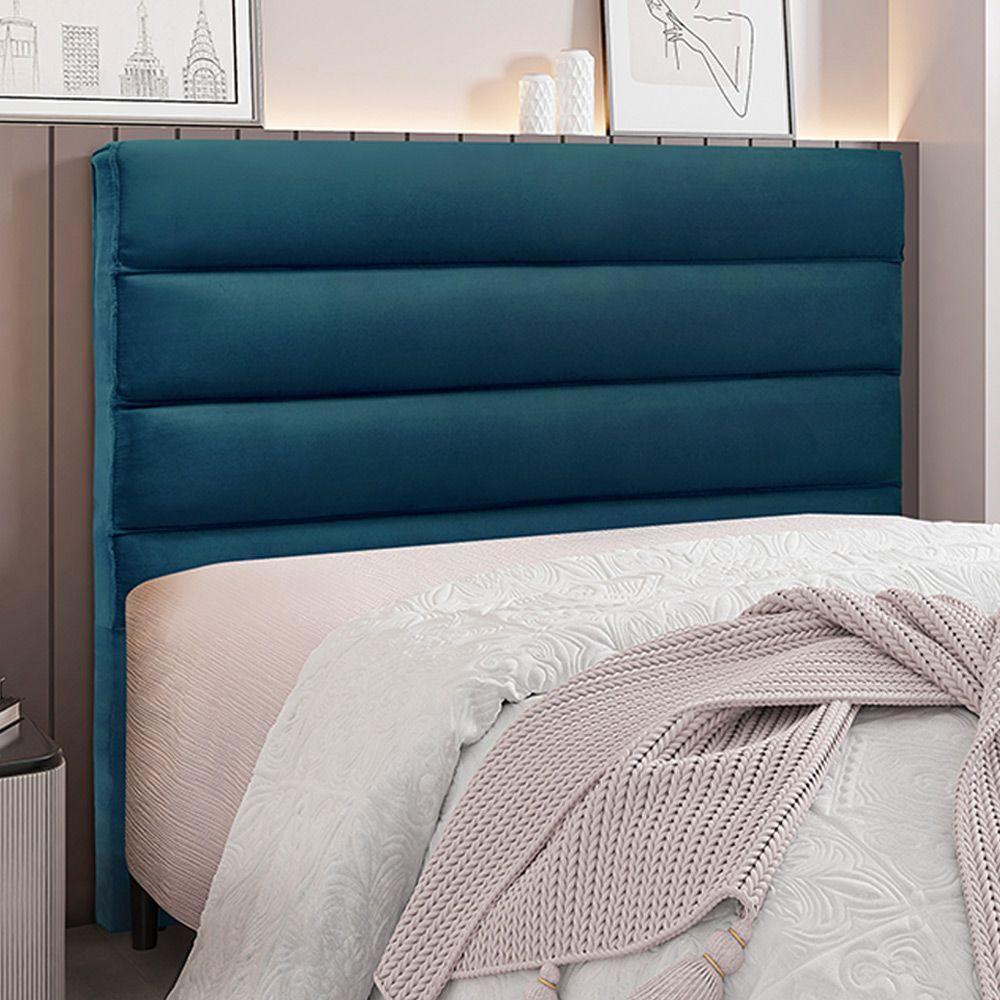 Cabeceira Queen Size 1,60m Guess Veludo Azul Gran Belo - 2