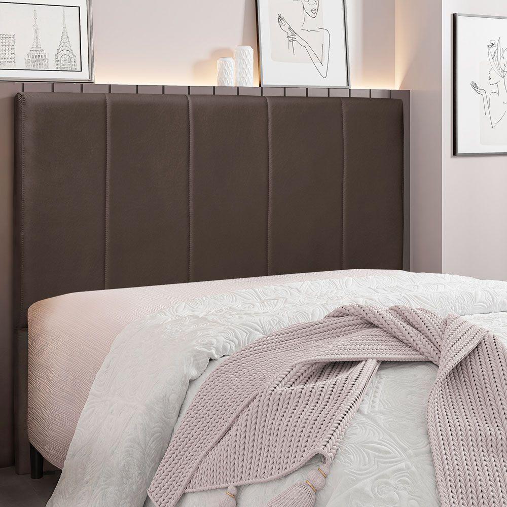 Cabeceira Casal 1,40m Ravenna Veludo Marrom - Pallazio - 4