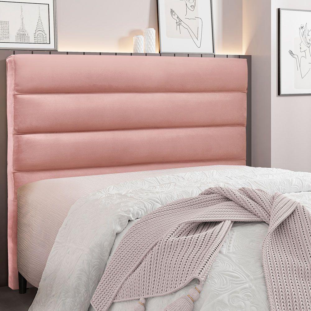 Cabeceira Solteiro 0,90m La Italiana Veludo - Pallazio Cor Rosa - 4