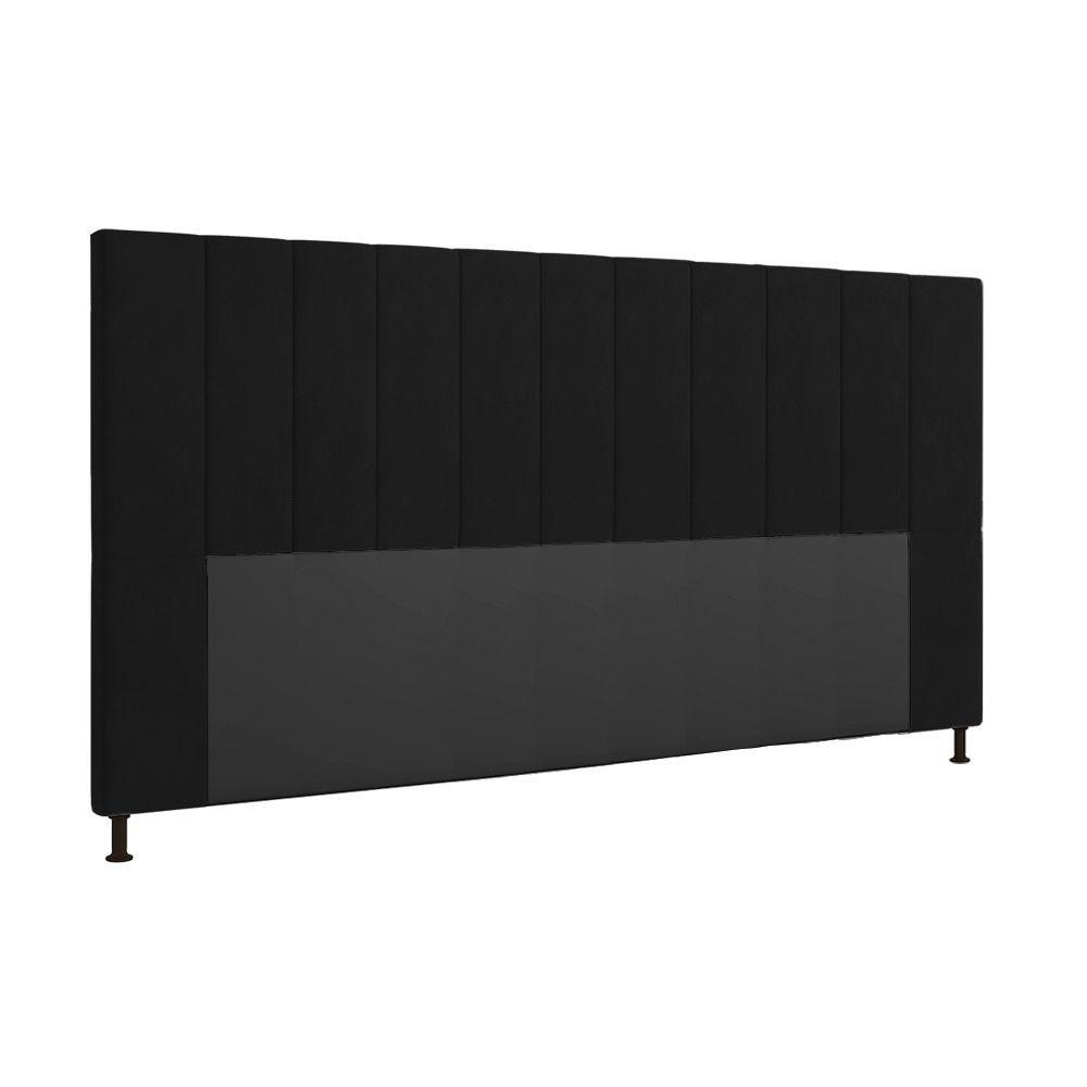 Cabeceira Cama Box King 195cm Suede Preto - 4