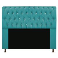 Cabeceira Com Strass 160Cm Queen Size Suede Azul Turquesa - 1