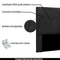 Cabeceira Queen Size 1,60m Yves Veludo Preto Gran Belo