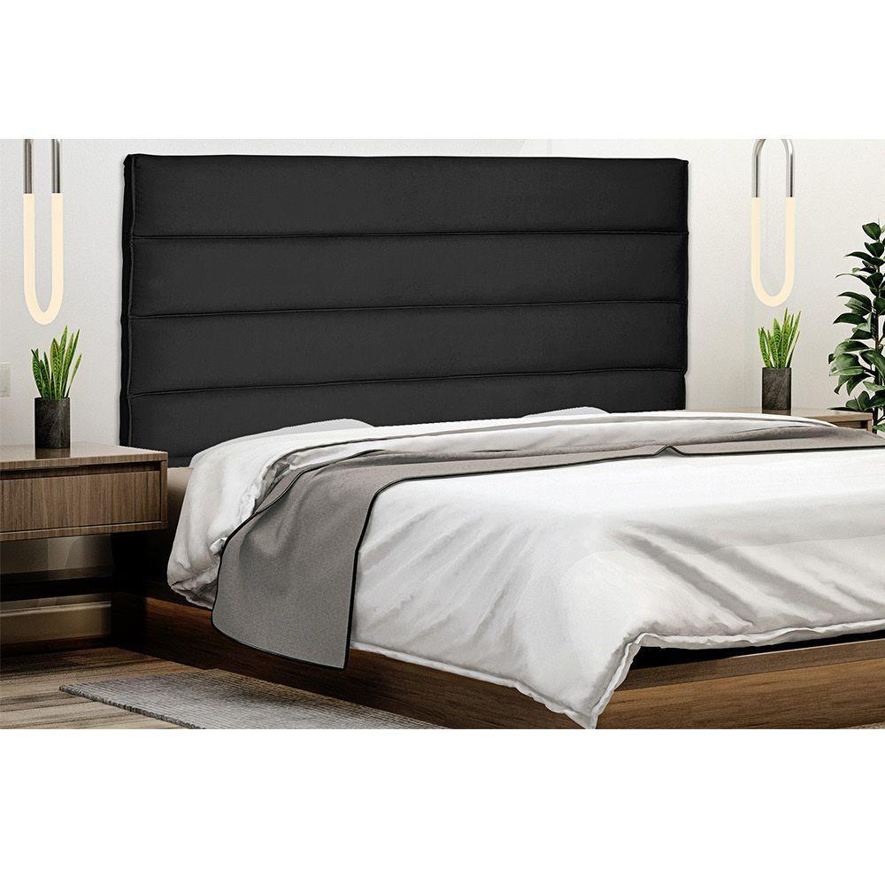 Cabeceira Para Cama Box King 195cm Suede Preto - 4