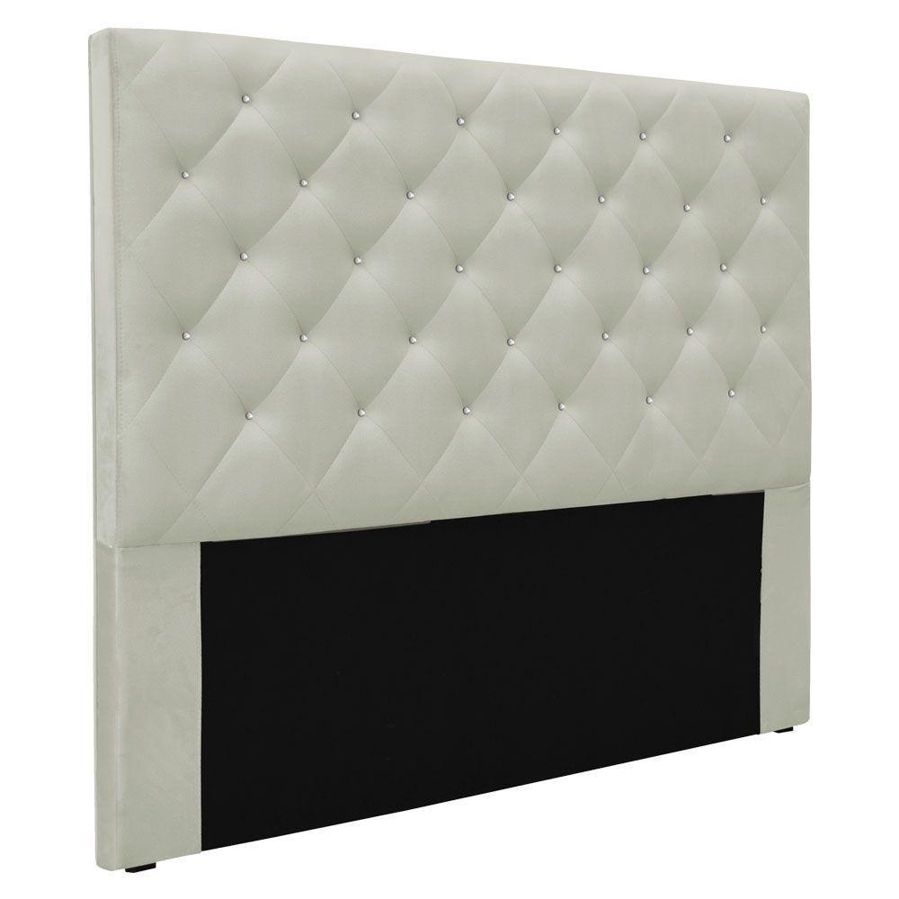 Cabeceira Casal 1,40m Tânia Veludo Cinza Prata - Pallazio - 1