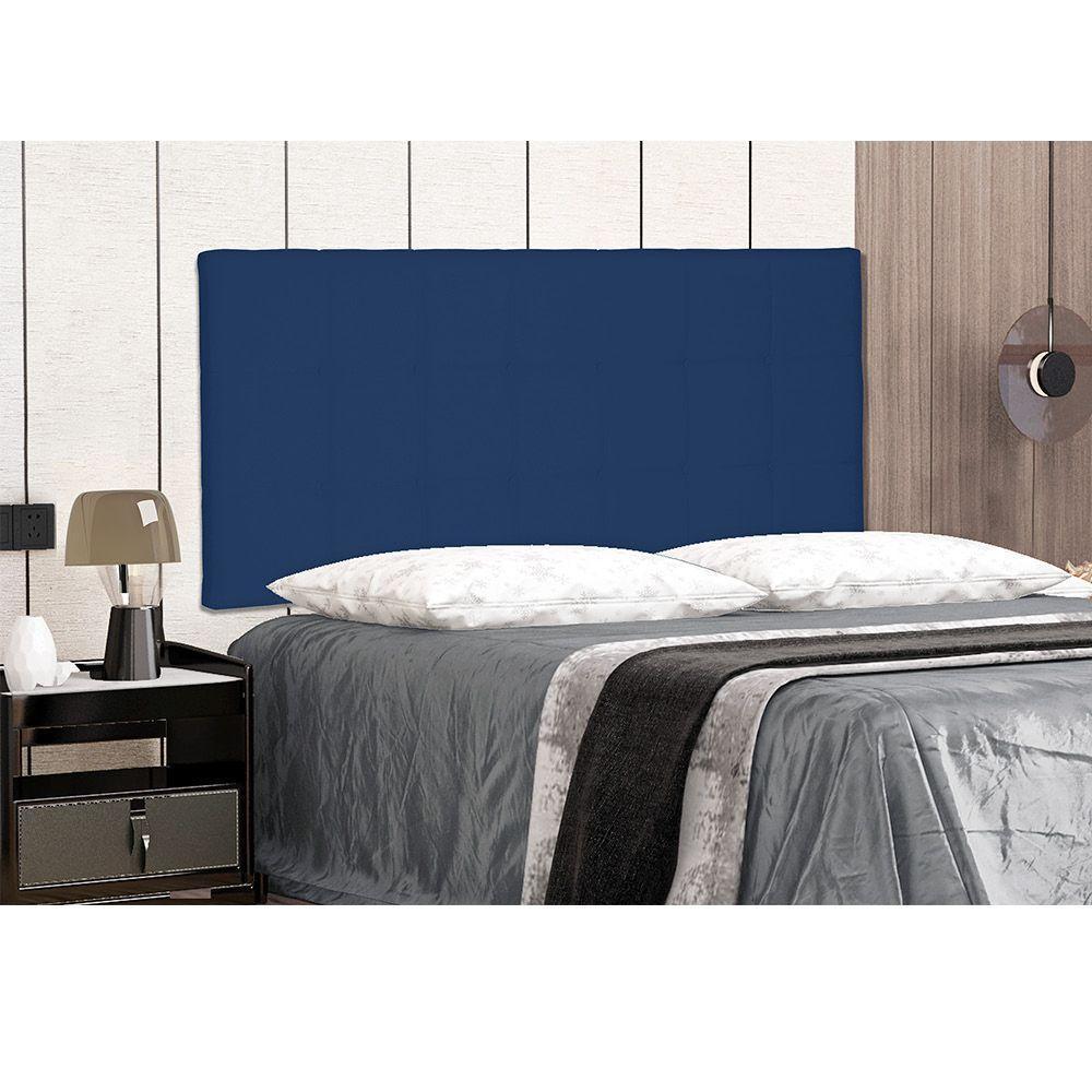 Cabeceira Painel Verona Casal 140cm Suede Azul Marinho - 4
