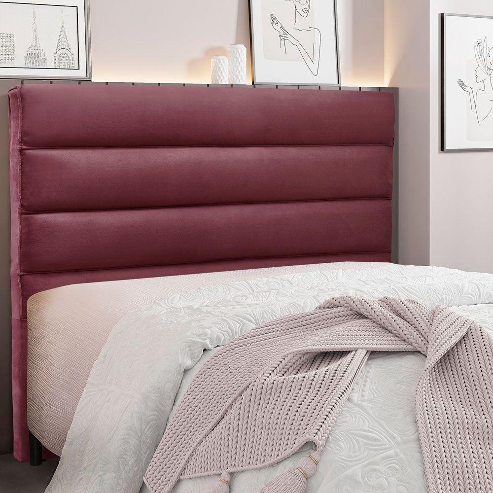 Cabeceira King 1,95m La Italiana Veludo Vinho - 4