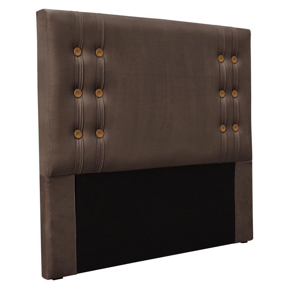 Cabeceira Casal 1,40m Genova Veludo Pallazio Marrom - 1