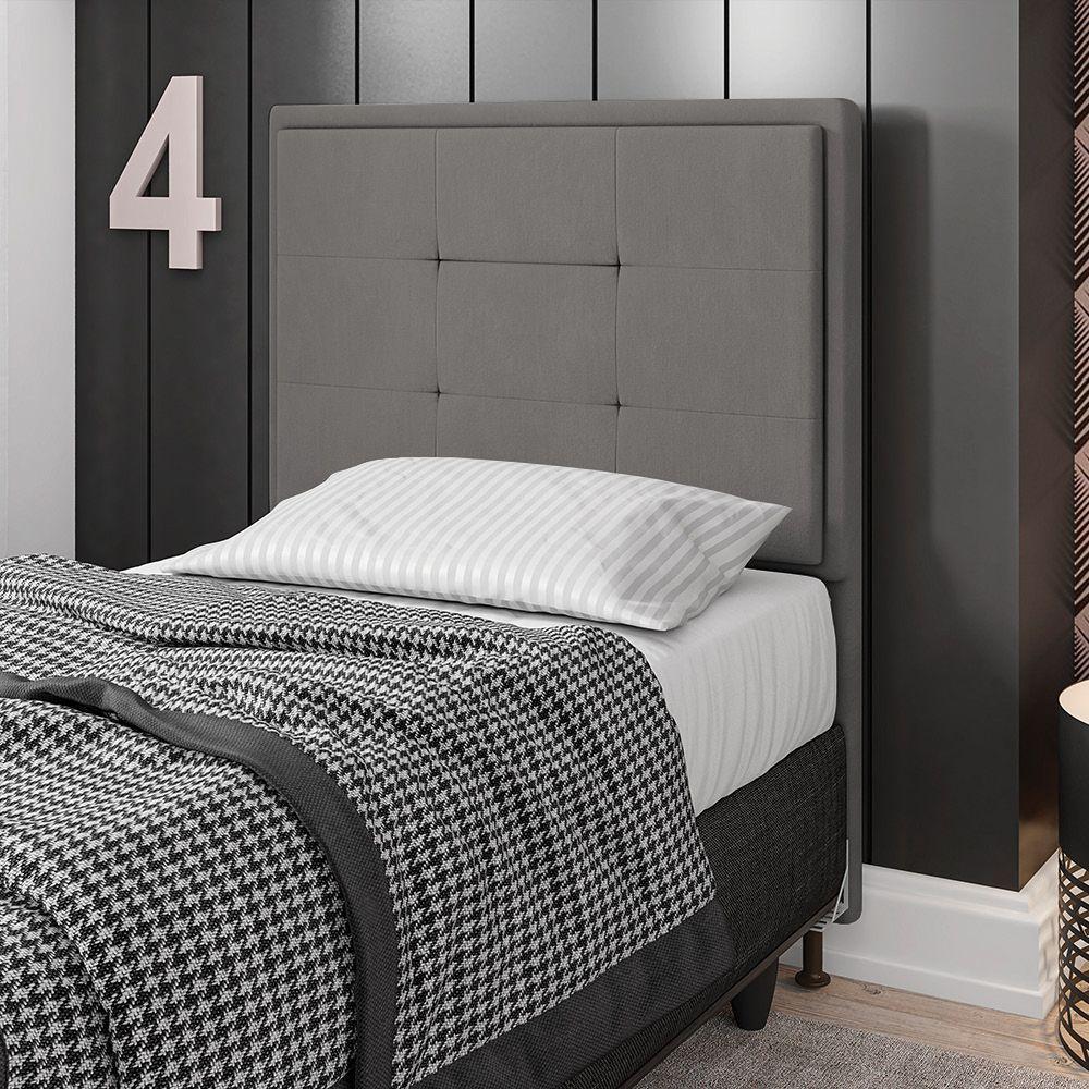 Cabeceira Onix Cama Box Solteiro 90cm Suede Grafite - 4