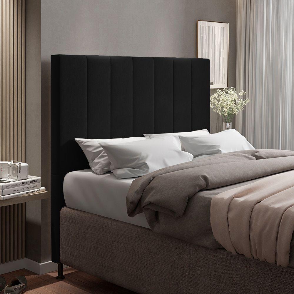 Cabeceira Cama Box King 195cm Suede Preto - 1