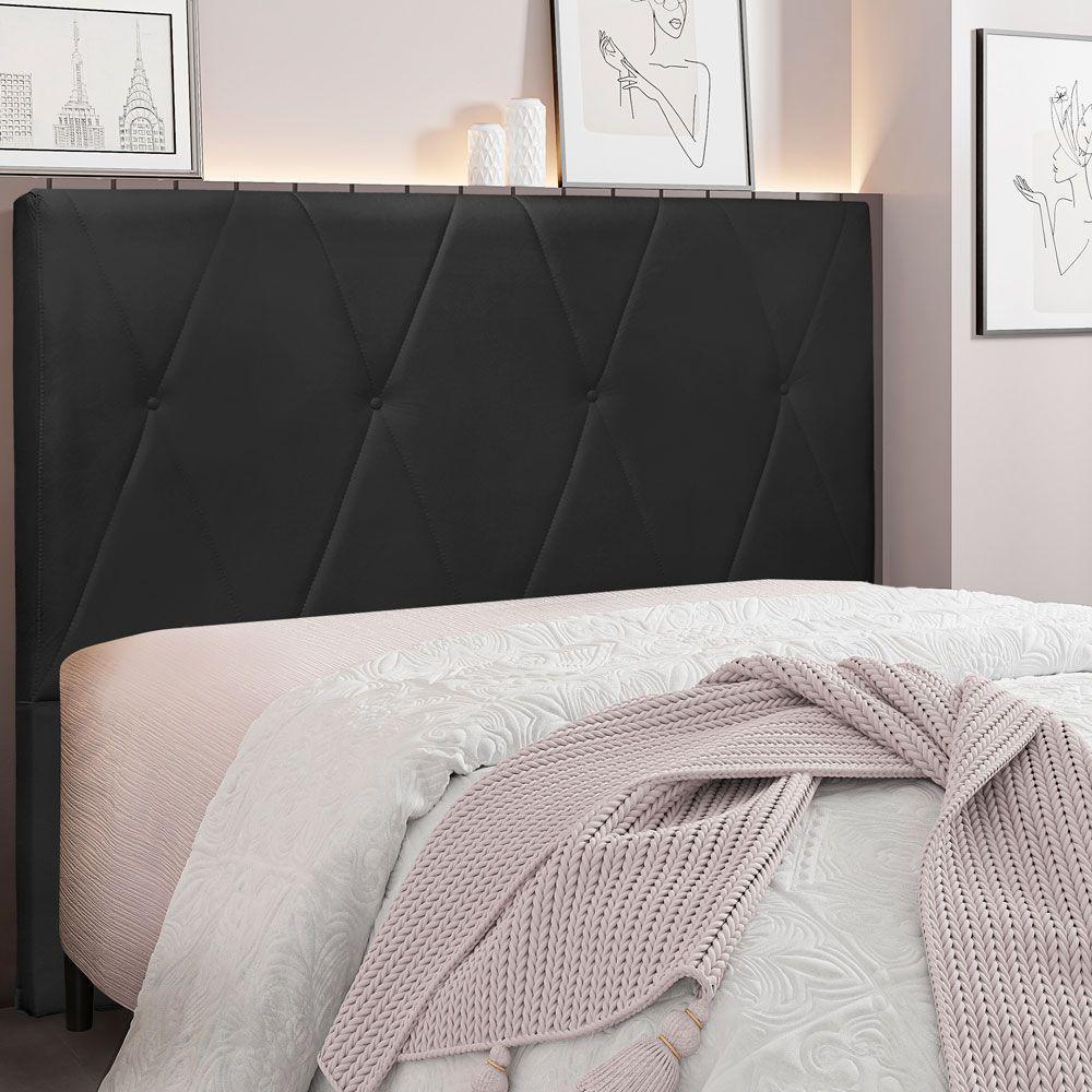 Cabeceira Casal 1,40m Aquilla Veludo - Pallazio Preto - 4