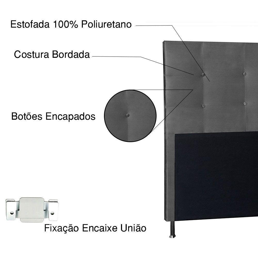 Cabeceira Casal 1,40m Berlim Suede Cinza Pallazio - 2