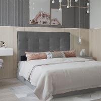 Cabeceira Casal 1,40m Berlim Suede Cinza Pallazio - 4