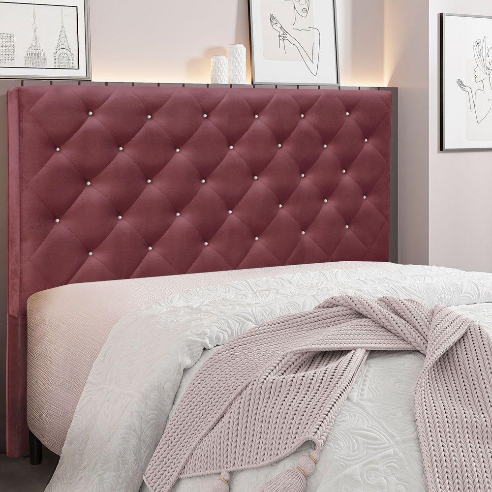 Cabeceira Queen 1,60m Tânia Veludo Vinho - 4