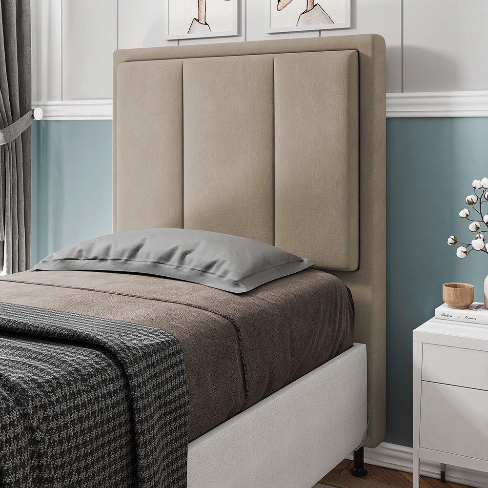 Cabeceira Opala Cama Box Solteiro 90cm Suede Bege - 4
