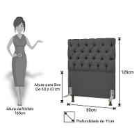 Cabeceira Cama Box Solteiro 90Cm Cristal Linho Cinza - 3