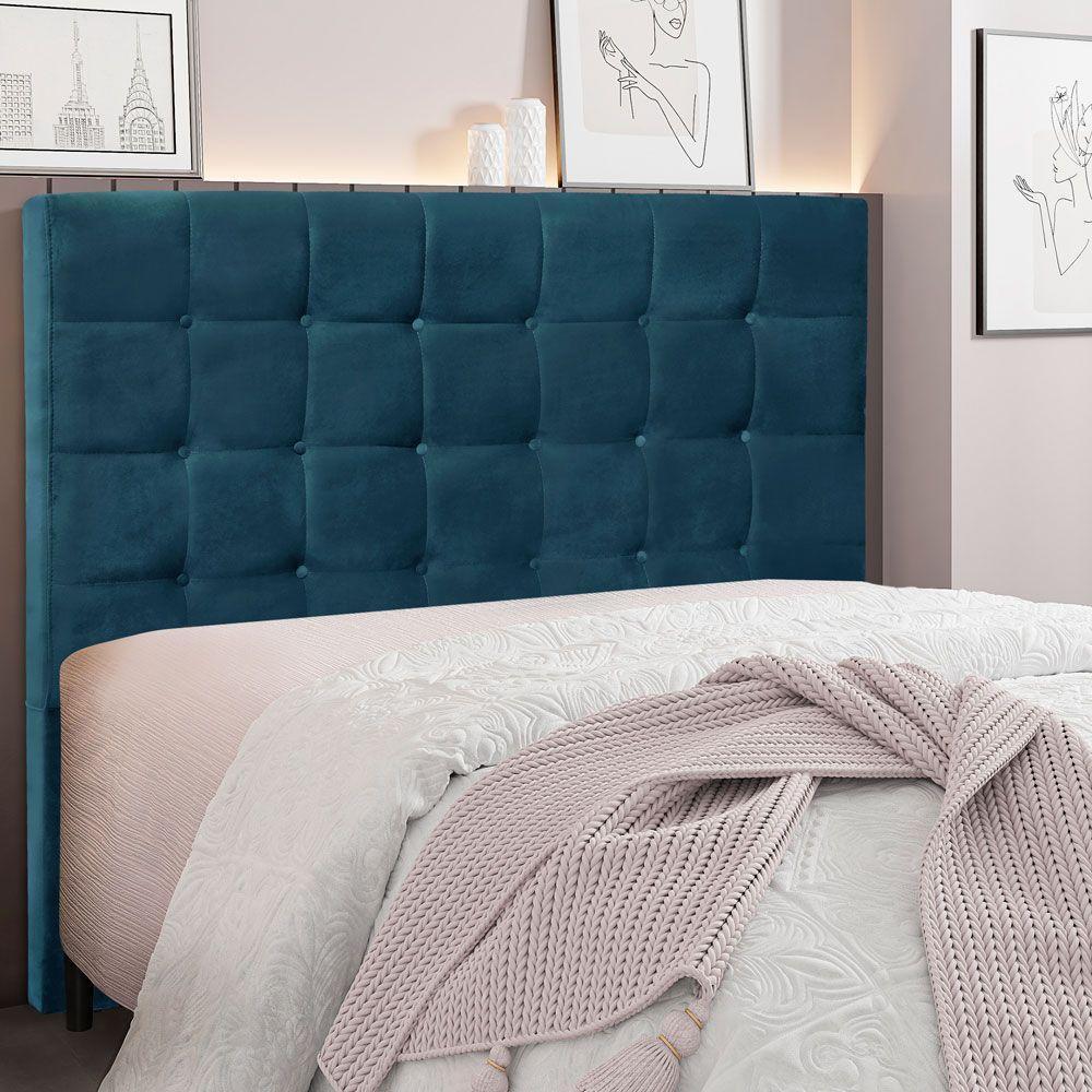 Cabeceira King 1,95m Verona Veludo Azul Marinho - 4