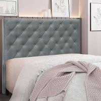 Cabeceira Queen 1,60m Tânia Veludo Cinza Chumbo - 4