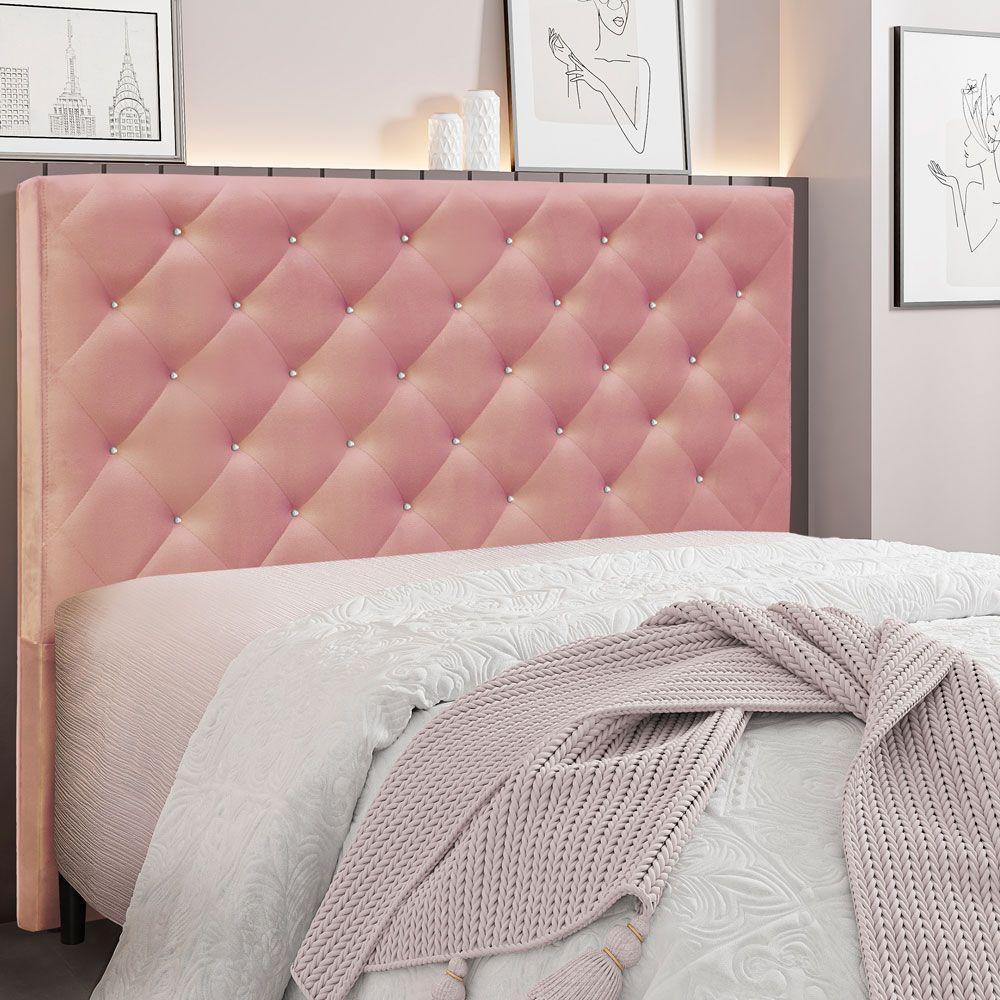 Cabeceira Queen 1,60m Tânia Veludo - Pallazio Cor Rosa - 4