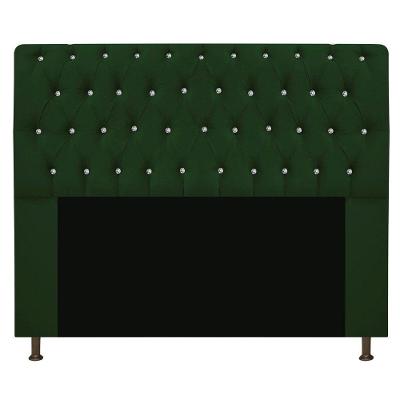 Cabeceira Com Strass 195Cm Queen Size Suede Verde