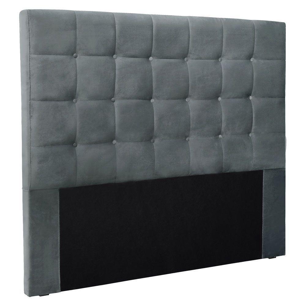 Cabeceira Casal 1,40m Verona Veludo Cinza Chumbo - 1
