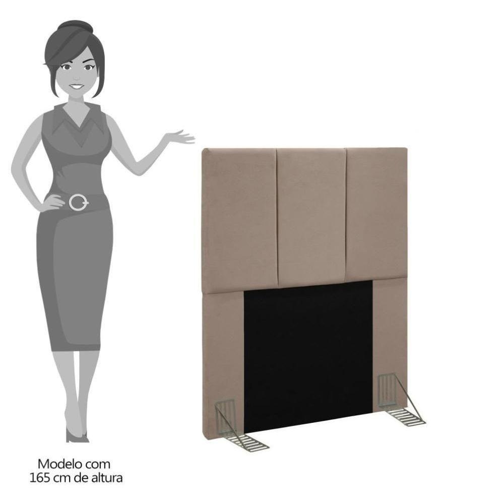 Cabeceira Solteiro 90Cm Pérola D10 Suede Bege - 2