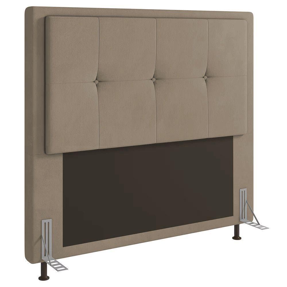 Cabeceira Ametista Cama Box King 195cm Suede Bege - 1