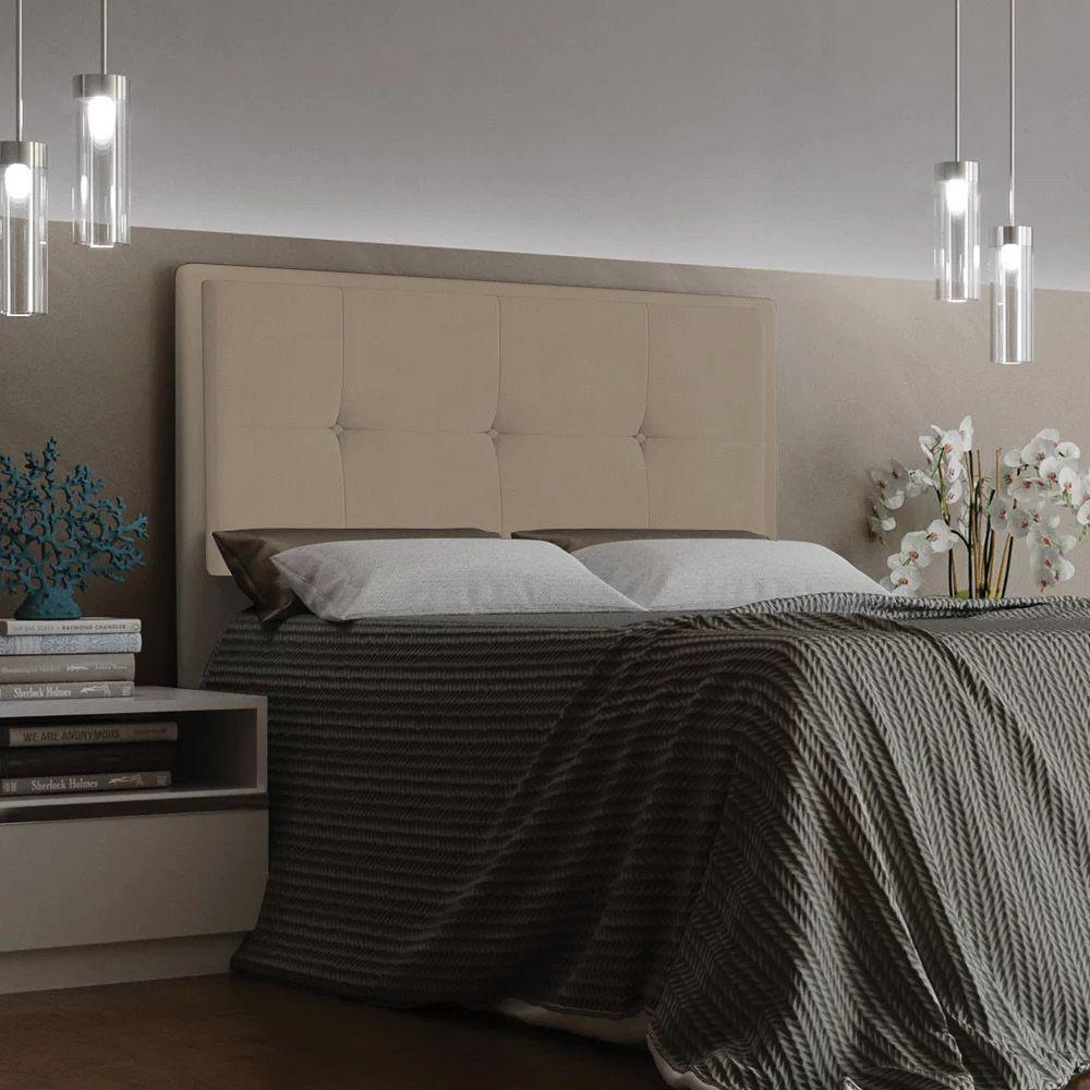 Cabeceira Ametista Cama Box King 195cm Suede Bege - 3