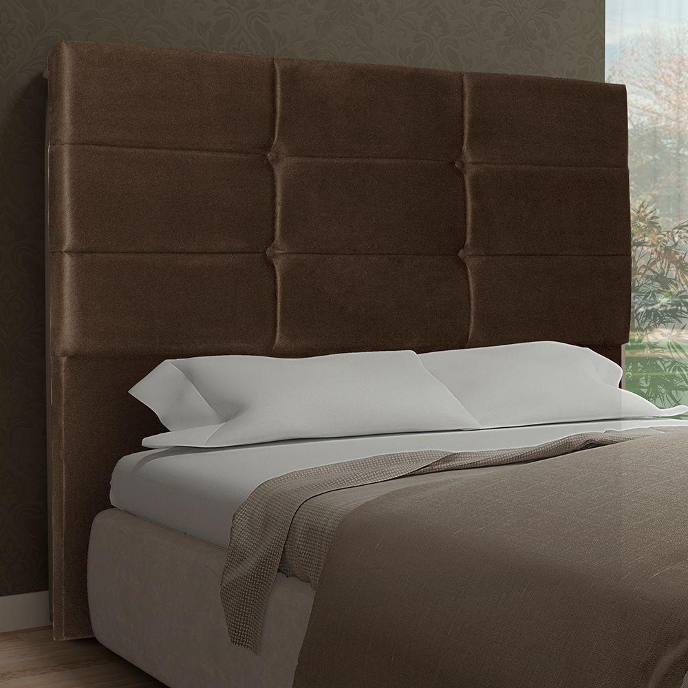 Cabeceira Casal 1,95m Toquio Suede Marrom Dal Poz Estofados - 1