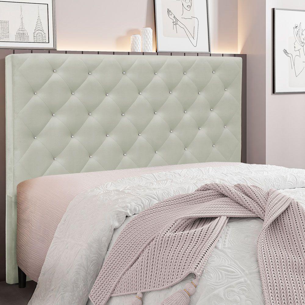 Cabeceira King 1,95m Tânia Veludo Cinza Prata - 4