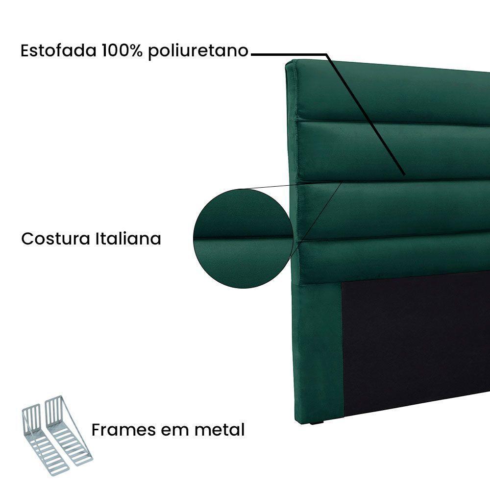 Cabeceira King 1,95m La Italiana Veludo Verde Floresta - Pallazio - 3