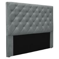 Cabeceira Solteiro 0,90m Tânia Veludo Cinza Chumbo - 1