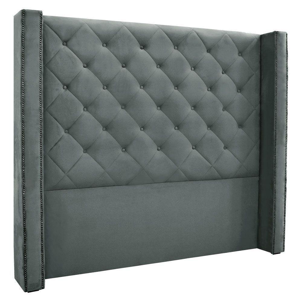 Cabeceira King 1,95m Vicenza Veludo Cinza Chumbo - 1