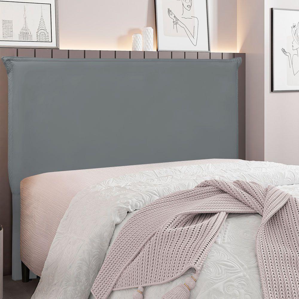 Cabeceira Casal 1,40m Veneza Veludo Cinza Chumbo - 5