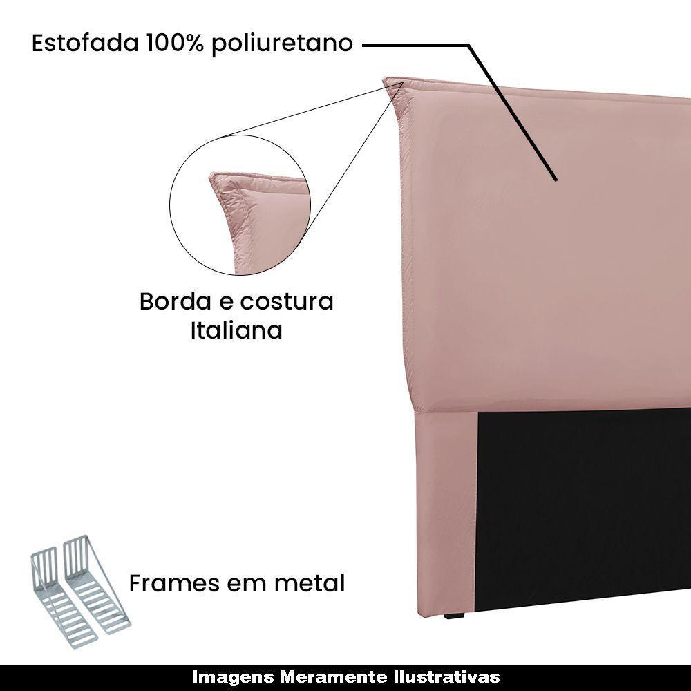Cabeceira Queen Size 1,60m Trento Veludo Rosa Gran Belo - 4