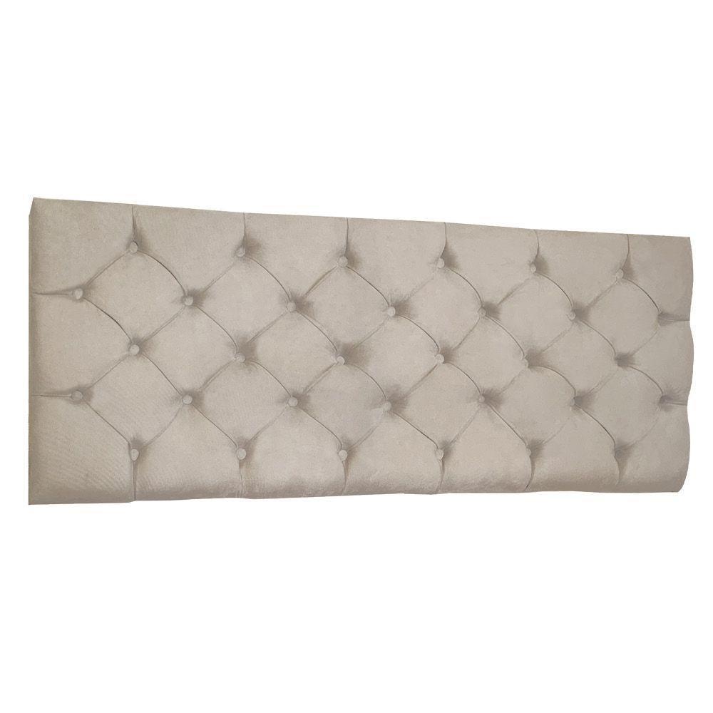 Cabeceira Painel Capitonê Casal 1,40m Jade Suede - Pallazio Cor Bege - 1