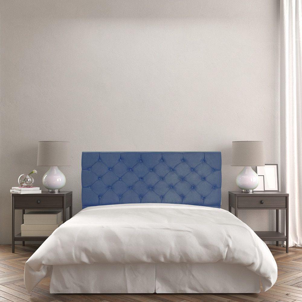 Cabeceira Painel Capitonê Queen 1,60m Jade Suede - Pallazio Cor Azul Marinho - 6